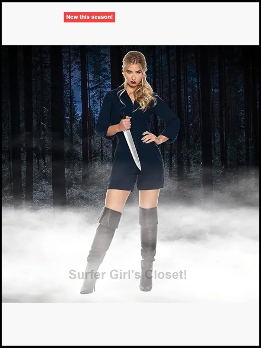 Horror Killer Jumpsuit Costume Zip Front Romper Cosplay Adult